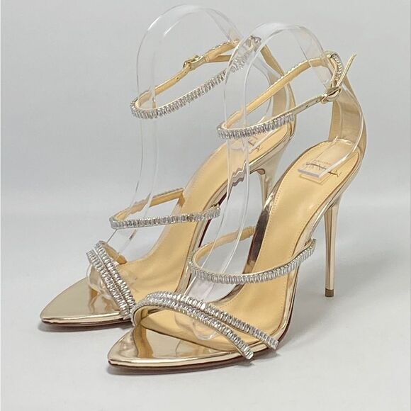 Alexandre Birman Metallic Leather Crystal-Embellished Sandals size 37.5 - Picture 2 of 12
